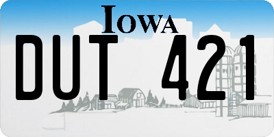 IA license plate DUT421