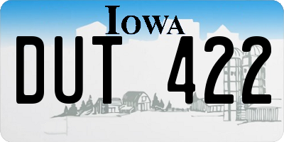 IA license plate DUT422