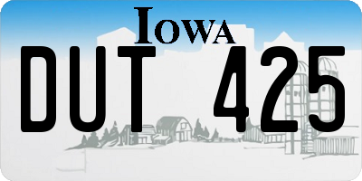 IA license plate DUT425