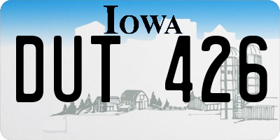 IA license plate DUT426