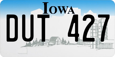 IA license plate DUT427