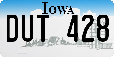 IA license plate DUT428