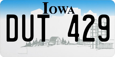 IA license plate DUT429
