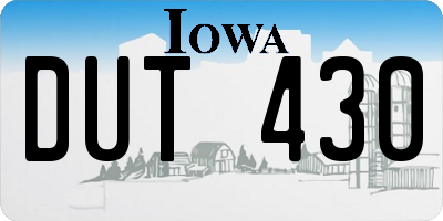 IA license plate DUT430