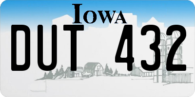 IA license plate DUT432