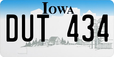 IA license plate DUT434