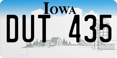 IA license plate DUT435
