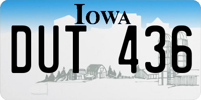IA license plate DUT436