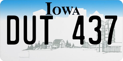 IA license plate DUT437