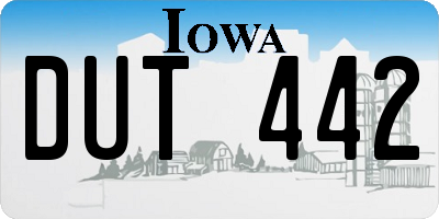 IA license plate DUT442