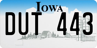 IA license plate DUT443