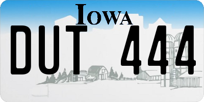 IA license plate DUT444