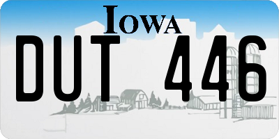 IA license plate DUT446