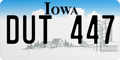 IA license plate DUT447