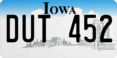 IA license plate DUT452