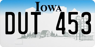 IA license plate DUT453