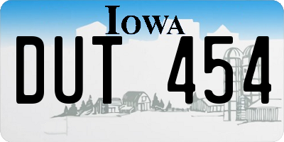 IA license plate DUT454