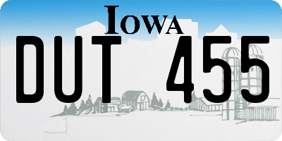 IA license plate DUT455