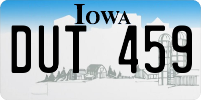 IA license plate DUT459