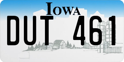 IA license plate DUT461