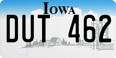 IA license plate DUT462