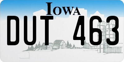 IA license plate DUT463