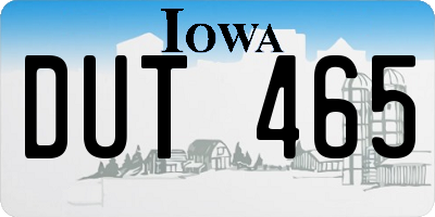 IA license plate DUT465