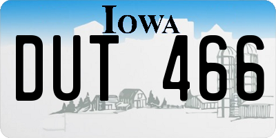 IA license plate DUT466