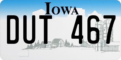 IA license plate DUT467