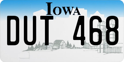 IA license plate DUT468