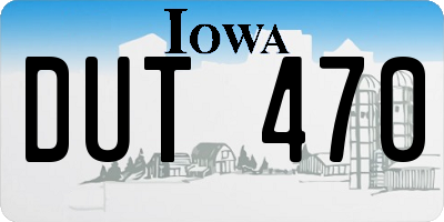 IA license plate DUT470