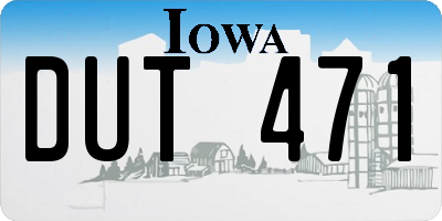 IA license plate DUT471