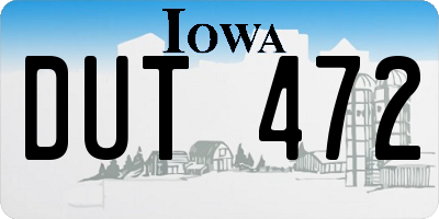 IA license plate DUT472
