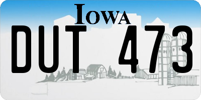 IA license plate DUT473