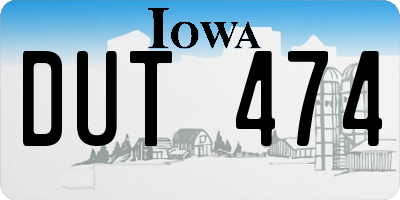 IA license plate DUT474