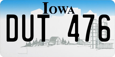 IA license plate DUT476