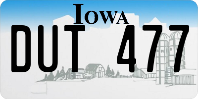 IA license plate DUT477