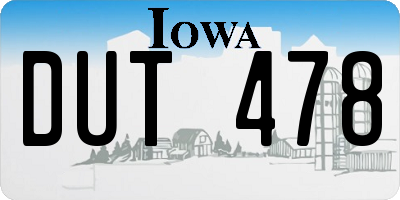 IA license plate DUT478
