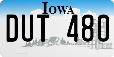 IA license plate DUT480