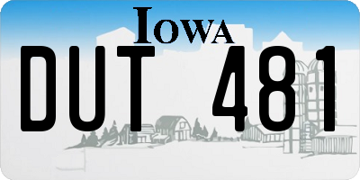 IA license plate DUT481
