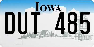 IA license plate DUT485