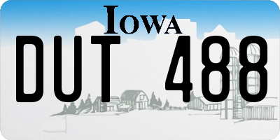 IA license plate DUT488
