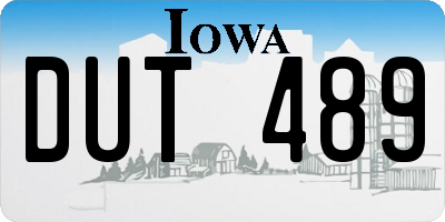 IA license plate DUT489
