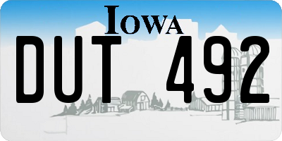 IA license plate DUT492