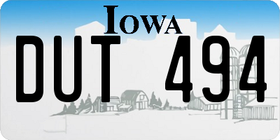 IA license plate DUT494