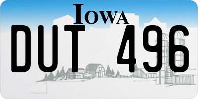 IA license plate DUT496