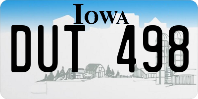 IA license plate DUT498