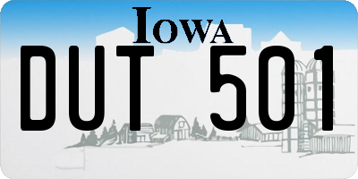 IA license plate DUT501