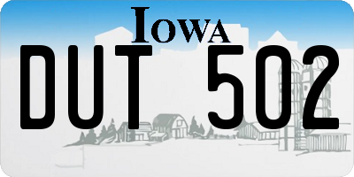 IA license plate DUT502
