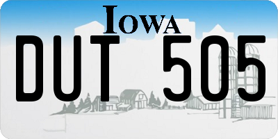IA license plate DUT505